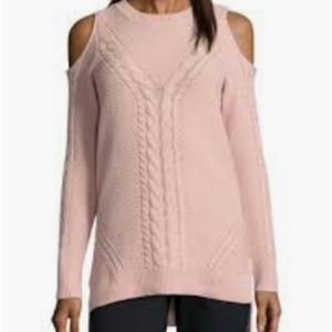 A.n.a cable knit cold shoulder sweater
